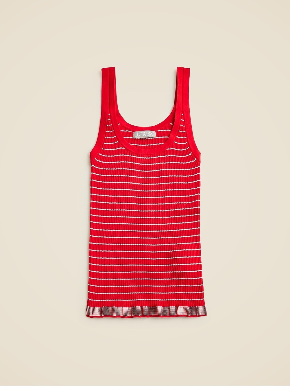 J. Crew Red and White Striped Ribbed Tank